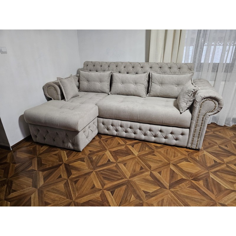 Coltar Chester extensibi, cu spatiu pentru depozitare si perne decorative