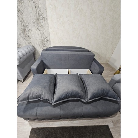 Canapea cu extensie in 3 parti cu sezut si tablie cu stras